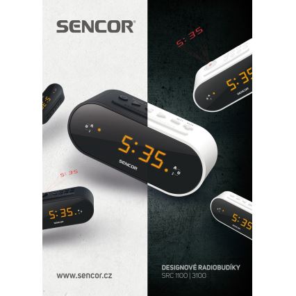 Sencor - Radio budilica s LED zaslonom i projektorom 5W/230V 1xCR2032 bijela