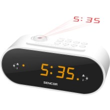 Sencor - Radio-budilica s LED zaslonom i projektorom 5W/230V bijela