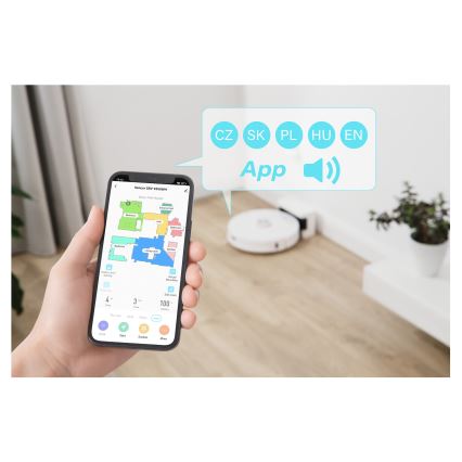 Sencor - Robotski usisavač s mopom 2 u 1 50 W/5000 mAh Wi-Fi bijela + daljinski upravljač