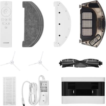 Sencor - Robotski usisavač s mopom 2 u 1 50 W/5000 mAh Wi-Fi bijela + daljinski upravljač