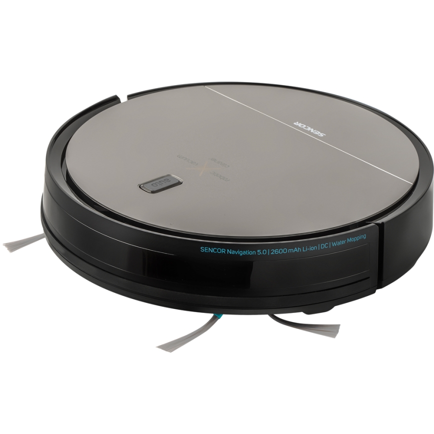 Sencor - Robotski usisivač i perač podova 2u1 25W 2600 mAh crna/srebrna + daljinsko upravljanje