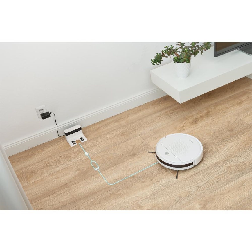Sencor - Robotski usisivač s mopom 2u1 18W/1500 mAh bijela + daljinski upravljač