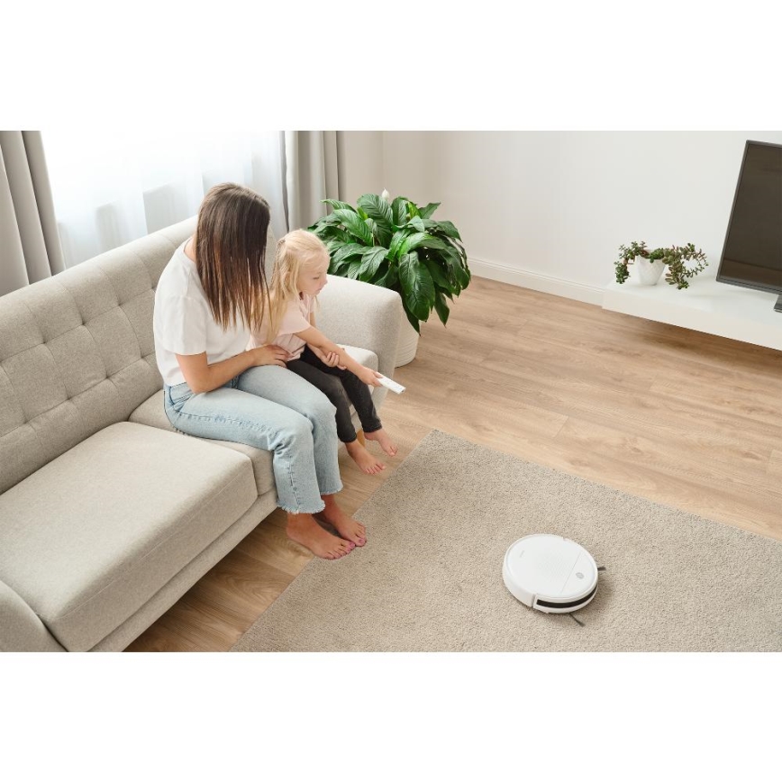 Sencor - Robotski usisivač s mopom 2u1 18W/1500 mAh bijela + daljinski upravljač