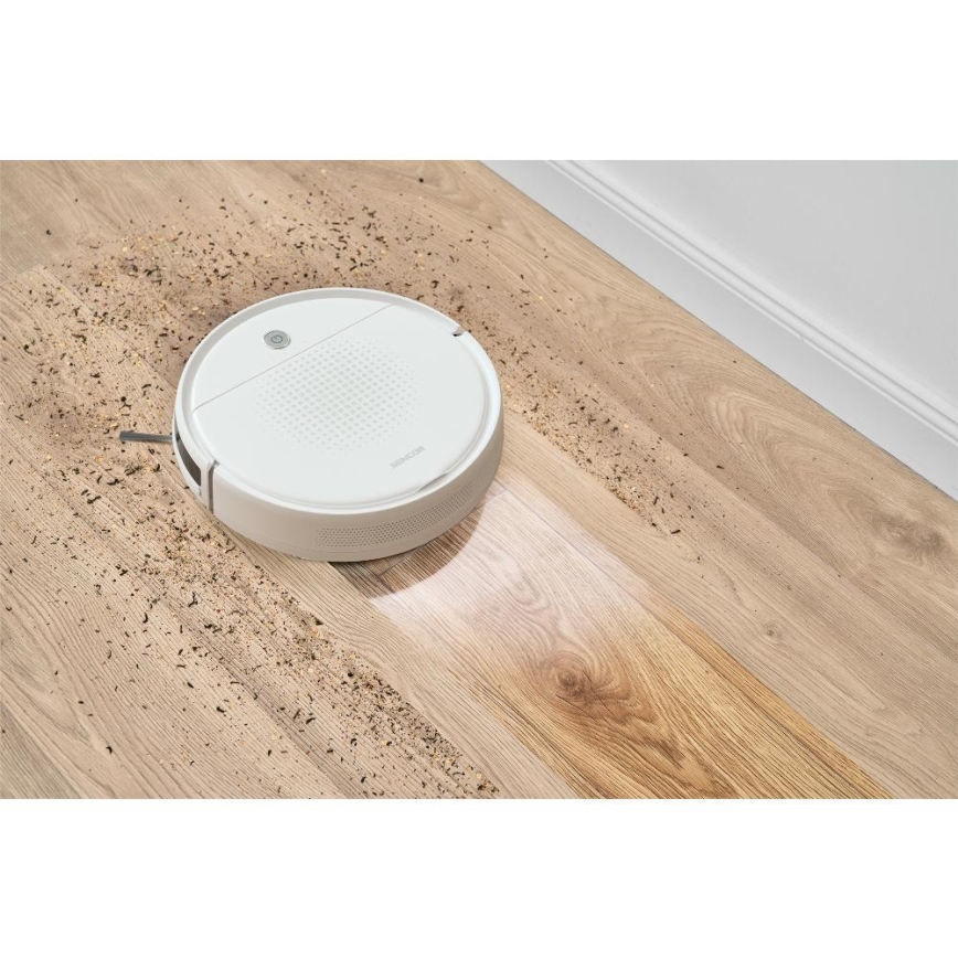 Sencor - Robotski usisivač s mopom 2u1 18W/1500 mAh bijela + daljinski upravljač