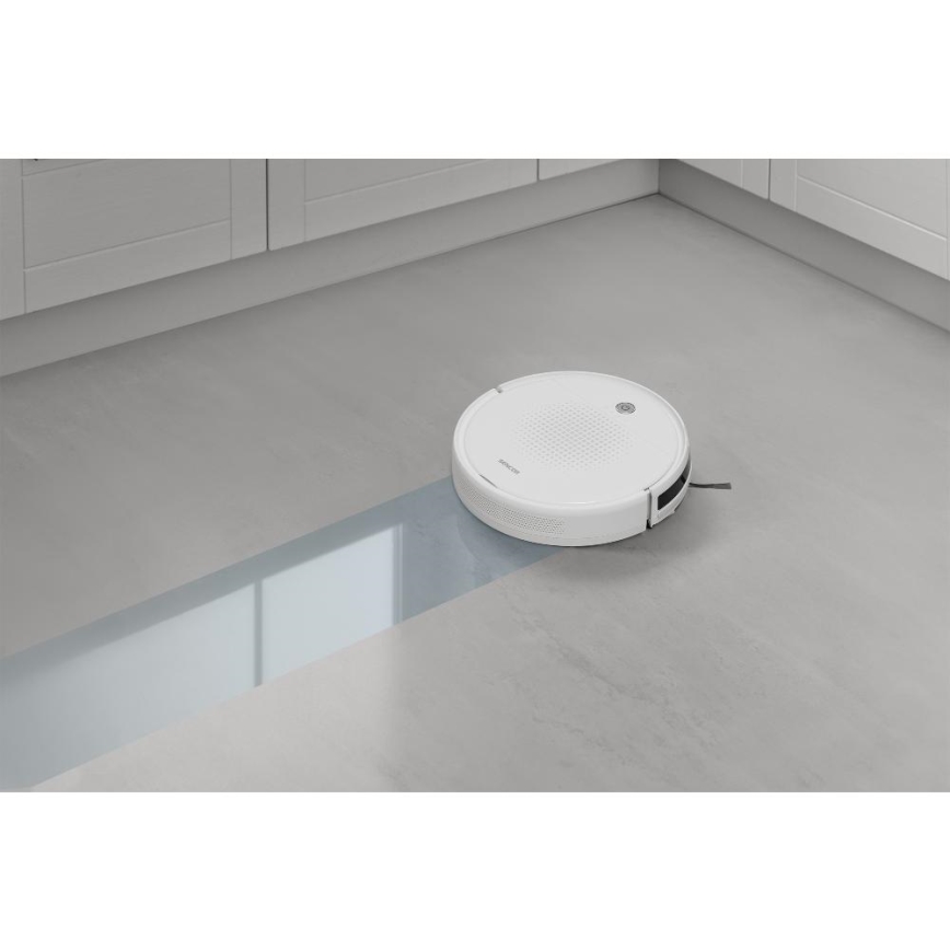 Sencor - Robotski usisivač s mopom 2u1 18W/1500 mAh bijela + daljinski upravljač