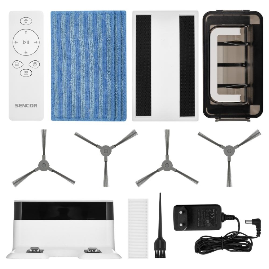 Sencor - Robotski usisivač s mopom 2u1 18W/1500 mAh bijela + daljinski upravljač