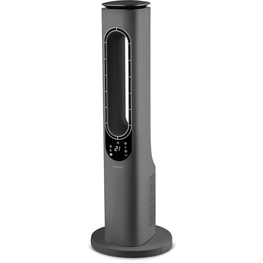 Sencor - Stupni bezlopatni keramički ventilator 1200/2000W/230V antracit + daljinski upravljač