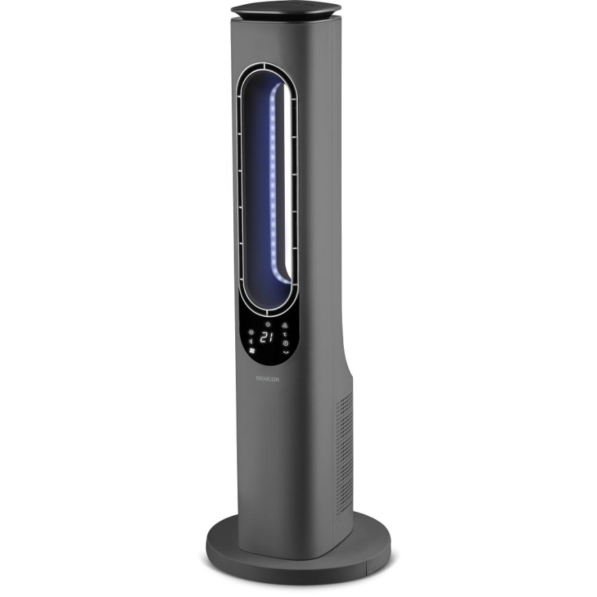 Sencor - Stupni bezlopatni ventilator s keramičkim grijačem 1200/2000W/230V antracit + daljinski upravljač