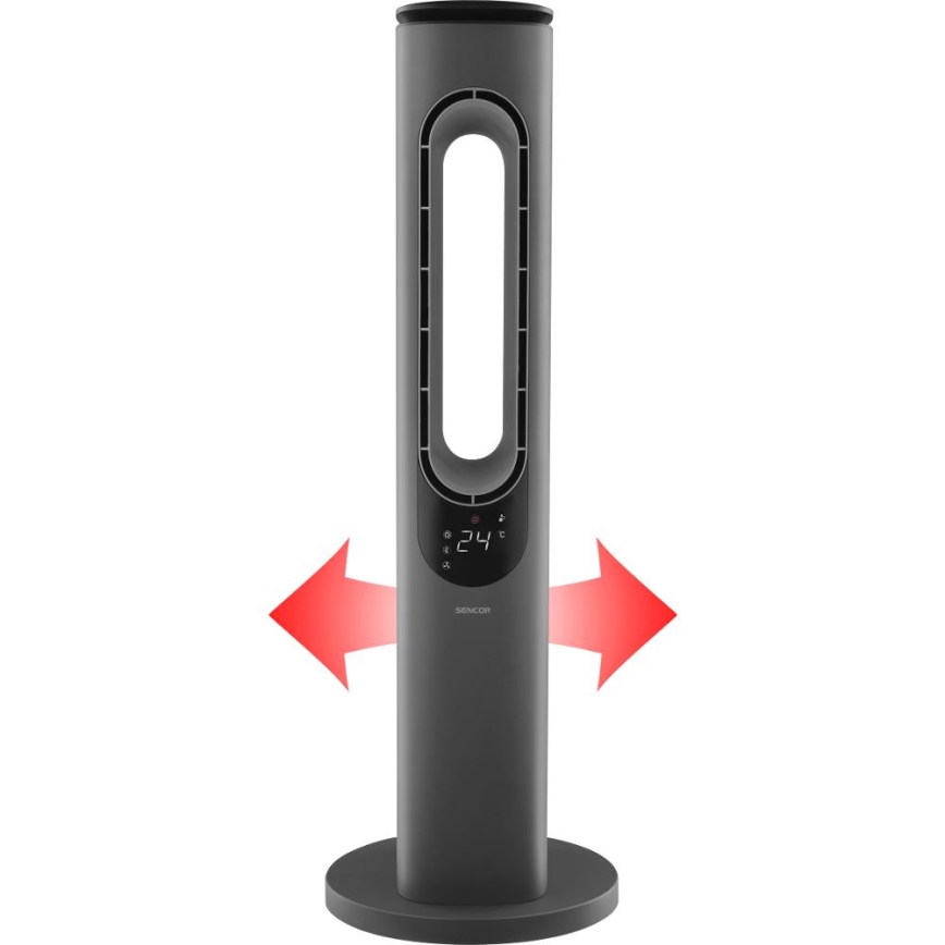 Sencor - Stupni bezlopatni ventilator s keramičkim grijačem 1200/2000W/230V antracit + daljinski upravljač