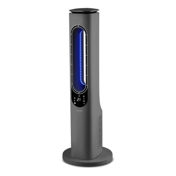 Sencor - Stupni bezlopatni ventilator s keramičkim grijačem 1200/2000W/230V antracit + daljinski upravljač