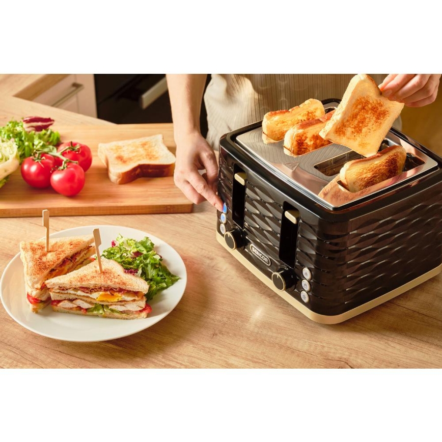 Sencor - Toster s četiri utora 1600W/230V crna/bež