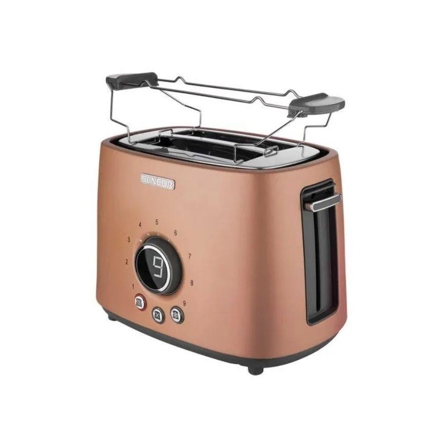 Sencor - Toster s dva otvora i rešetkom za podgrijavanje 1000W/230V bakrena