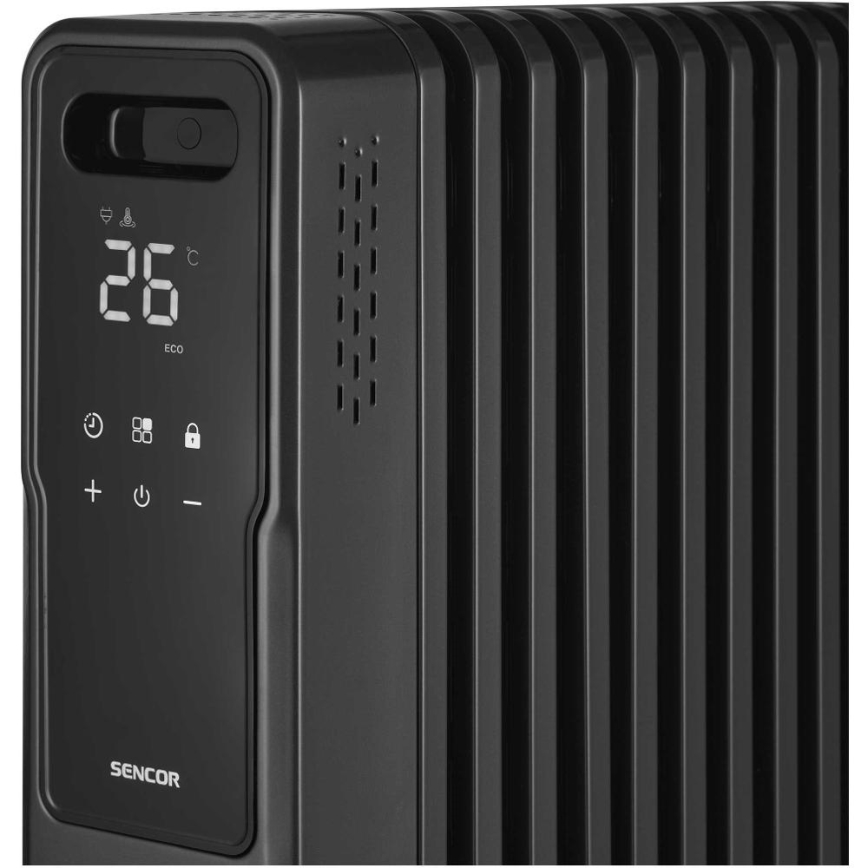 Sencor - Uljni radijator s 11 rebara 1000/1200/2400W/230V Wi-Fi crni