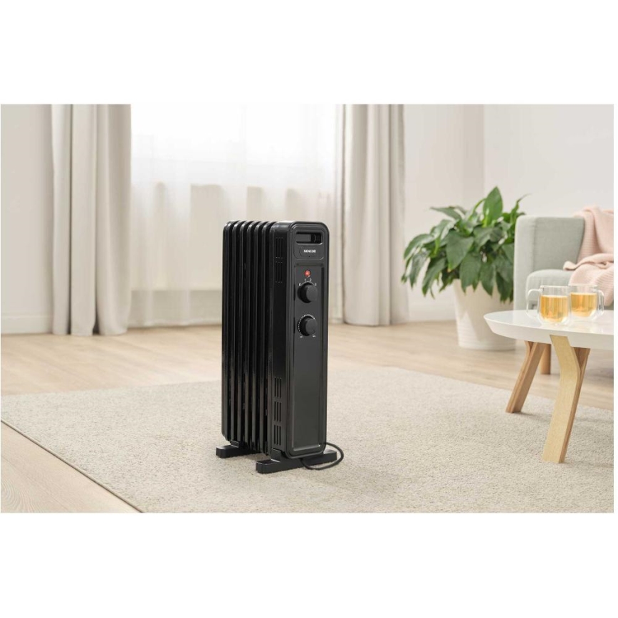 Sencor - Uljni radijator s 7 rebara 600/900/1500W/230V crni
