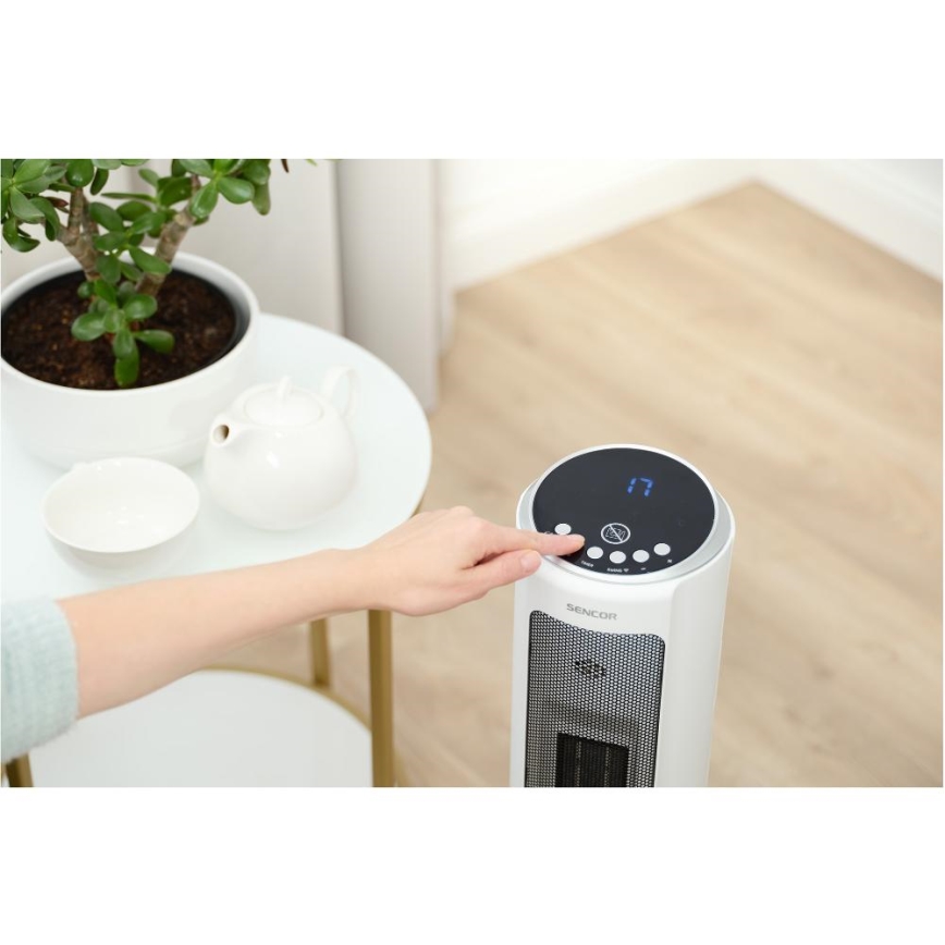 Sencor - Ventilator s keramičkim grijačem 2200W/230V Wi-Fi bijela + daljinski upravljač