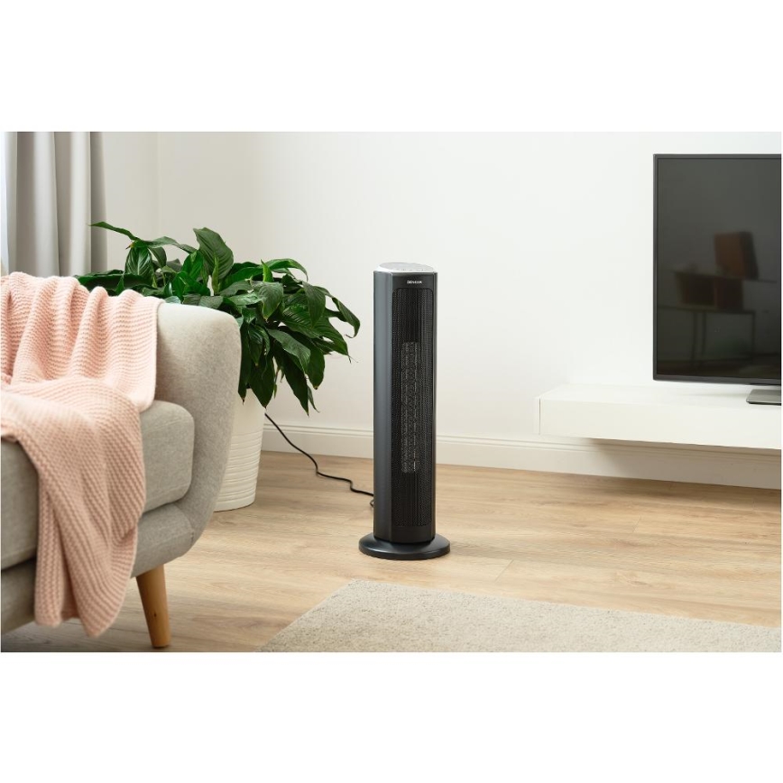Sencor - Ventilator s keramičkim grijačem 1300/2200W/230V crni + daljinski upravljač
