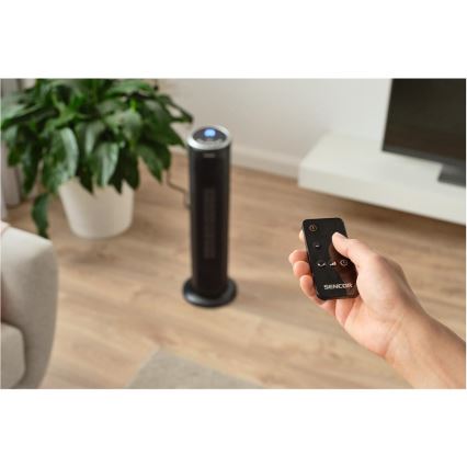 Sencor - Ventilator s keramičkim grijačem 1300/2200W/230V crni + daljinski upravljač