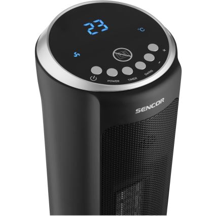 Sencor - Ventilator s keramičkim grijačem 1300/2200W/230V crni + daljinski upravljač