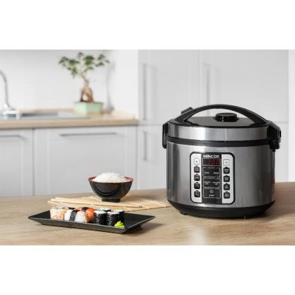 Sencor - Višenamjenski kuhalo za rižu 700W/230V 1,5 l nehrđajući čelik/crna