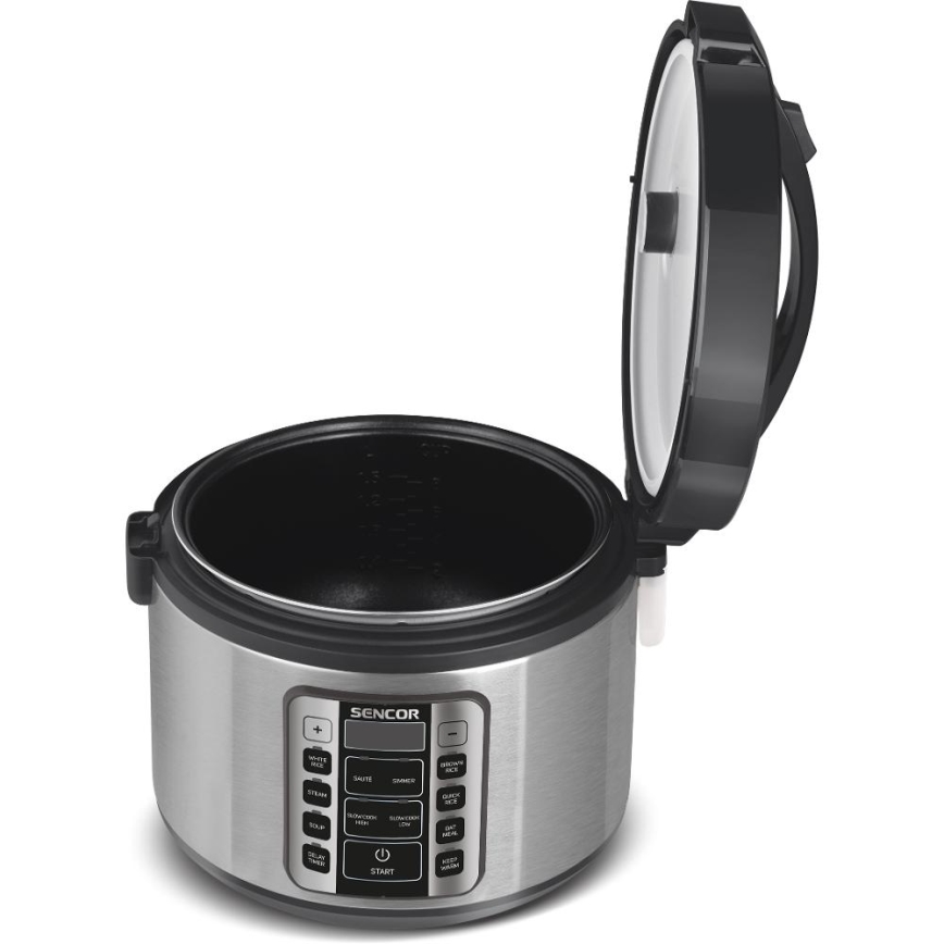 Sencor - Višenamjenski kuhalo za rižu 700W/230V 1,5 l nehrđajući čelik/crna