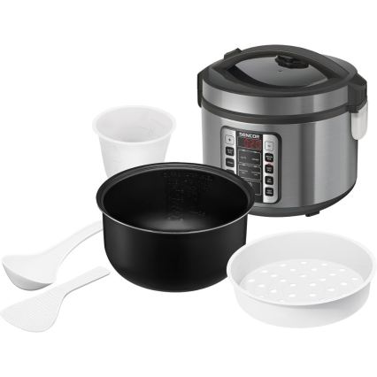 Sencor - Višenamjenski kuhalo za rižu 700W/230V 1,5 l nehrđajući čelik/crna