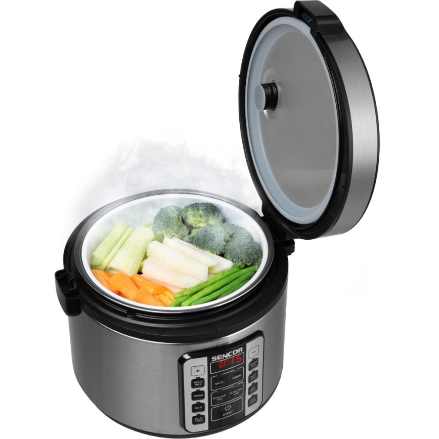 Sencor - Višenamjenski kuhalo za rižu 700W/230V 1,5 l nehrđajući čelik/crna