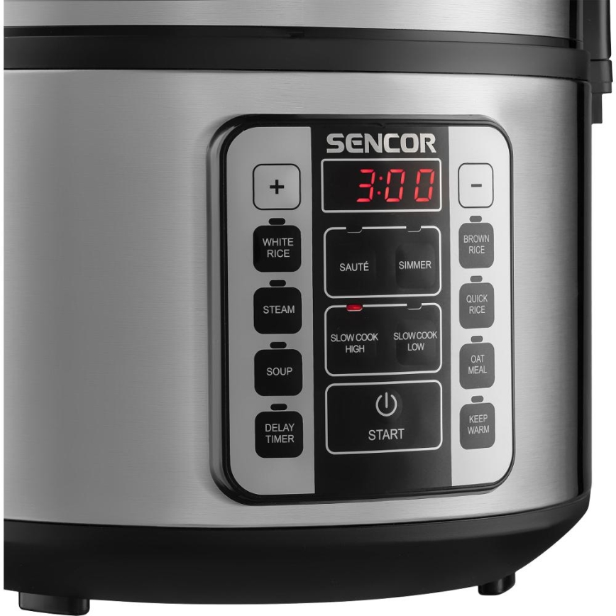 Sencor - Višenamjenski kuhalo za rižu 700W/230V 1,5 l nehrđajući čelik/crna
