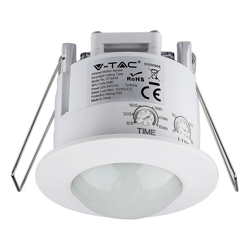 Senzor pokreta ugradbeni PIR 360° 300W/230V bijela