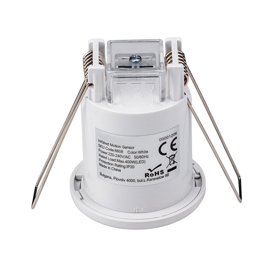 Senzor pokreta ugradbeni PIR 360° 400W/230V bijela