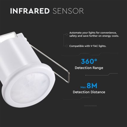 Senzor pokreta ugradbeni PIR 360° 400W/230V bijela