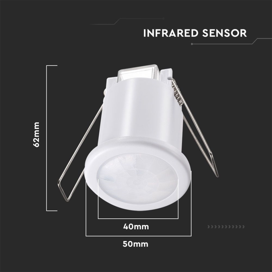 Senzor pokreta ugradbeni PIR 360° 400W/230V bijela