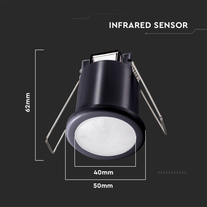 Senzor pokreta ugradbeni PIR 360° 400W/230V crna