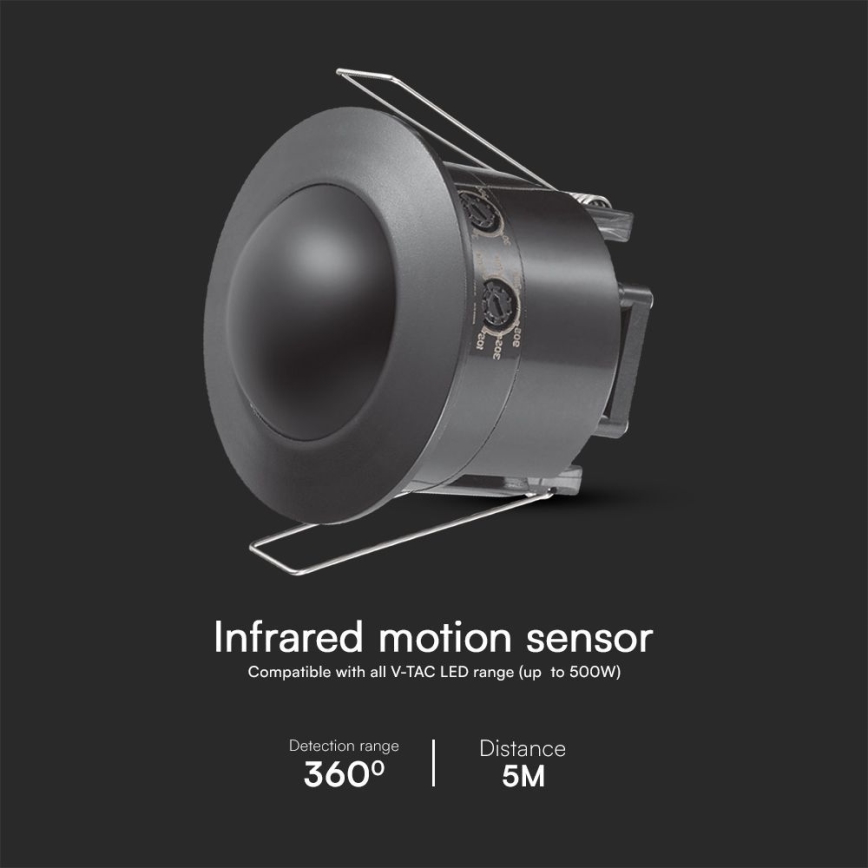 Senzor pokreta ugradbeni PIR 360° 500W/230V crna