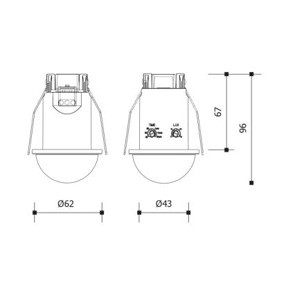 Senzor pokreta za spušteni strop 360° 1200W/230V IP54 bijela
