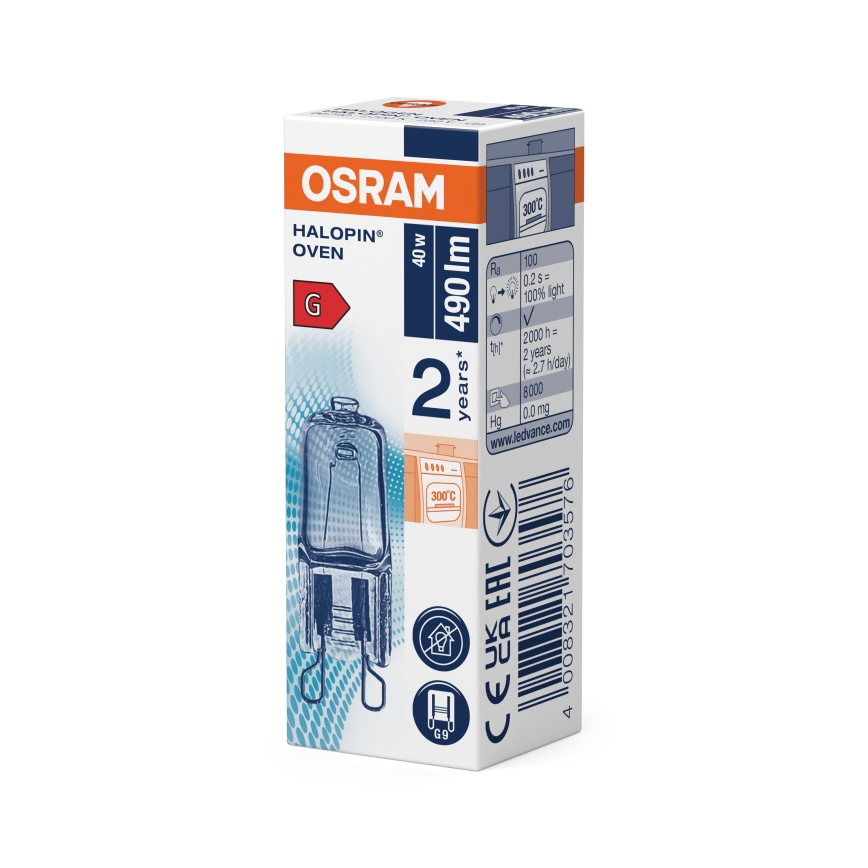 SET 10x halogenih žarulja za pećnicu HALOPIN G9/40W/230V 2700K - Osram