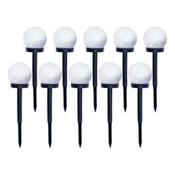 SET 10x LED Solarna lampa LED/0,12W/1,2V 6500K IP44 crna/bijela