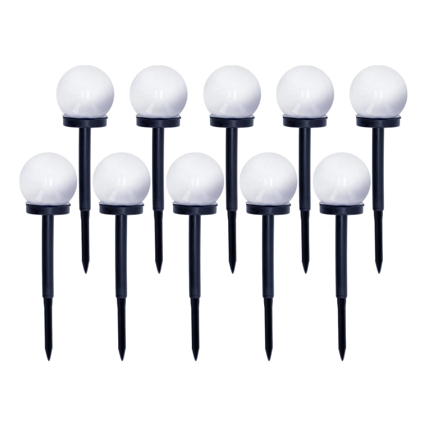 SET 10x LED Solarna lampa LED/0,12W/1,2V 6500K IP44 crna/bijela