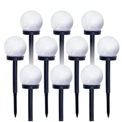 SET 10x LED Solarna lampa LED/0,12W/1,2V 6500K IP44 crna/bijela
