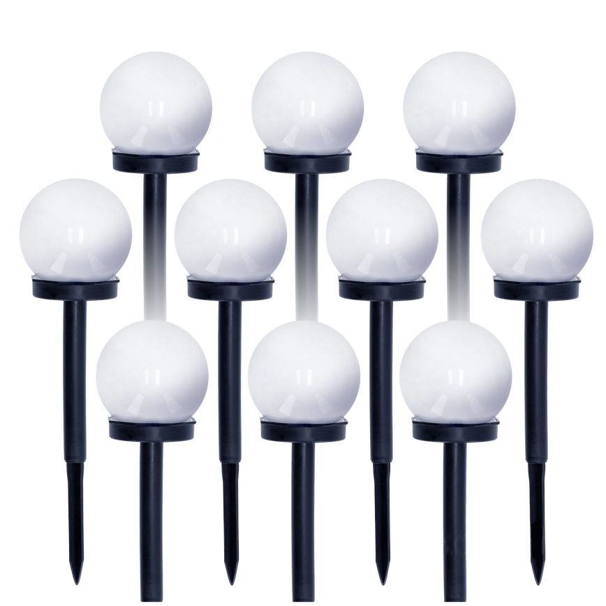 SET 10x LED Solarna lampa LED/0,12W/1,2V 6500K IP44 crna/bijela