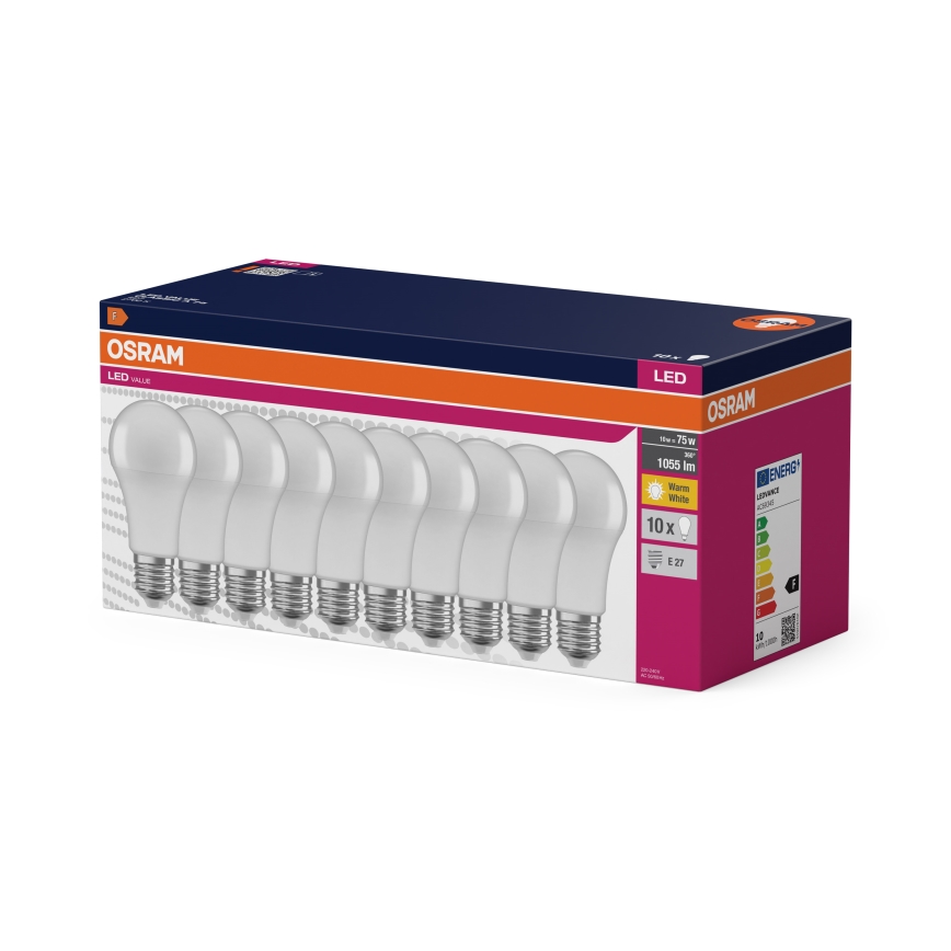SET 10x LED žarulja CLASSIC A75 E27/10W/230V 2700K - Osram