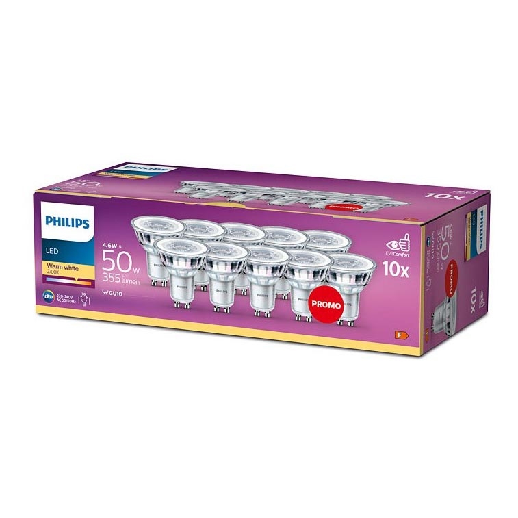 SET 10x LED Žarulja Philips GU10/4,6W/230V 2700K