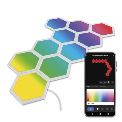 SET 10x RGBIC Prigušivi panel LED/1,9W/230V Wi-Fi Tuya