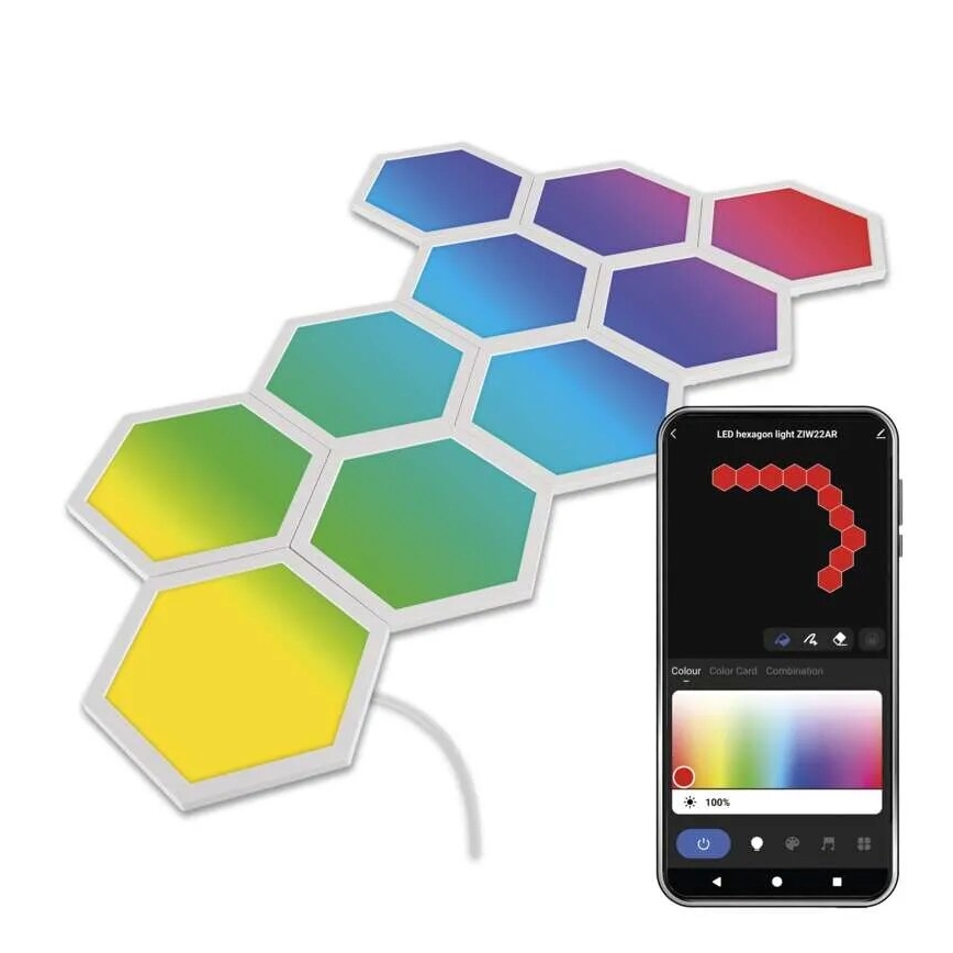 SET 10x RGBIC Prigušivi panel LED/1,9W/230V Wi-Fi Tuya