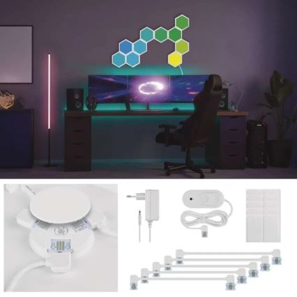 SET 10x RGBIC Prigušivi panel LED/1,9W/230V Wi-Fi Tuya