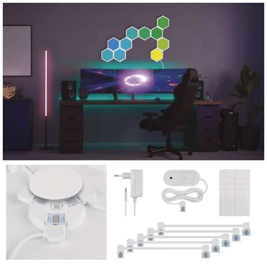 SET 10x RGBIC Prigušivi panel LED/1,9W/230V Wi-Fi Tuya
