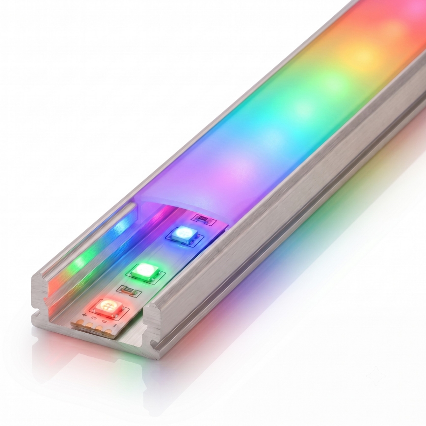 Komplet 1x LED RGBW traka s mogućnošću prigušivanja DIGITAL LED/9,6W/230V 3 m + 3x ugradbeni profil 1 m srebrna/bijela + daljinski upravljač