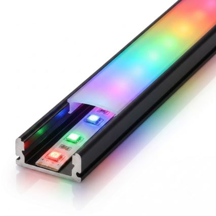 SET 1x RGBW LED traka s mogućnošću prigušivanja DIGITAL LED/9,6W/230V 3 m + 3x ugradbeni profil 1 m crni/bijeli + daljinski upravljač
