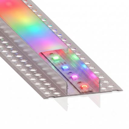 SET 1x LED RGBW traka s mogućnošću prigušivanja NEO LITE MUSIC LED/24W/230V 5 m IP65 Wi-Fi Tuya + 5x ugradni profil 1 m srebrni/bijeli + daljinski upravljač