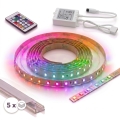 SET 1x RGBW DIGITAL LED traka s mogućnošću prigušivanja, 16,5W/230V, 5 m + 5x ugradni profil 1 m (srebrni/bijeli) + daljinski upravljač