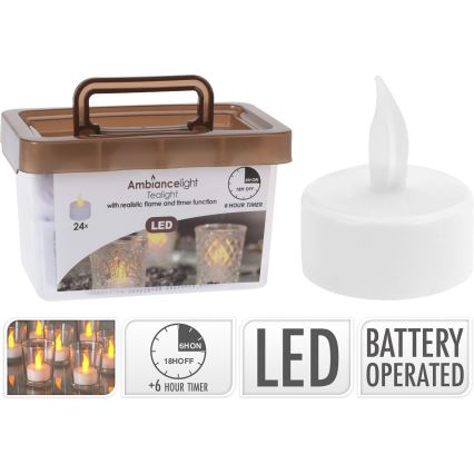 SET 24x LED božićnih dekoracija LED/1xCR2032 3,8 cm topla bijela svijeća